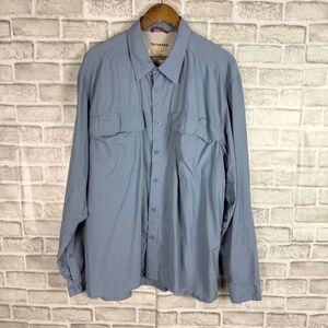 SIMMS Light Dusty Blue Polyester Long Sleeve Vented Button Up Fishing Shirt 2XL